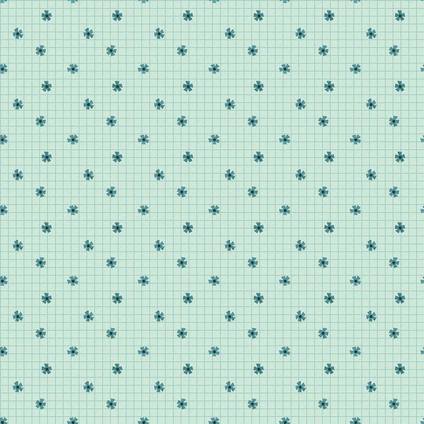 1/2 metro Tela de algodón Mascota verde con florecitas glacial Domingo De Flojera Dear Stella **Llega el 15 dic**