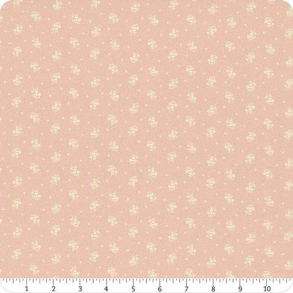 1/2 metro de tela de algodón Flores delicadas y estrellitas sobre palo de rosa Colección Mercería y Punto de Cruz