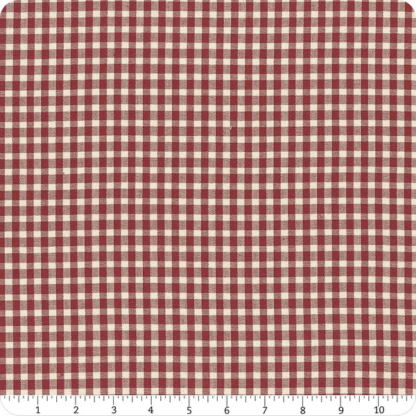 1/2 metro de tela de algodón Homespun Mascota roja y beige Yarndye