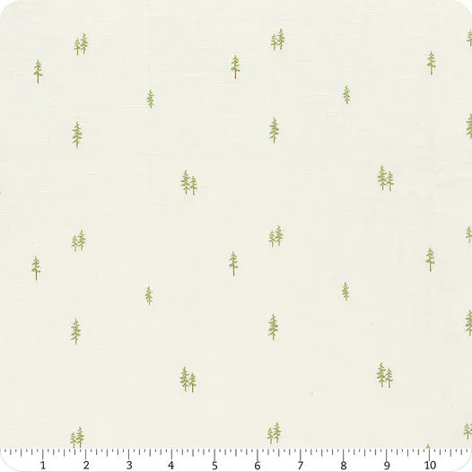 1/2 metro de Mini Arbolitos verdes sobre blanco antiguo Hush Hush
