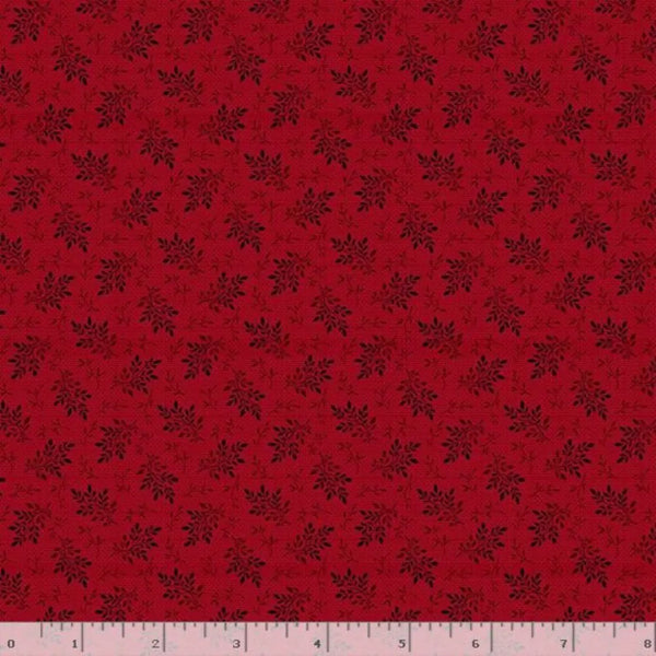 1/2 metro de tela de algodón Ramas oscuras sobre rojo Compañeras de Paula