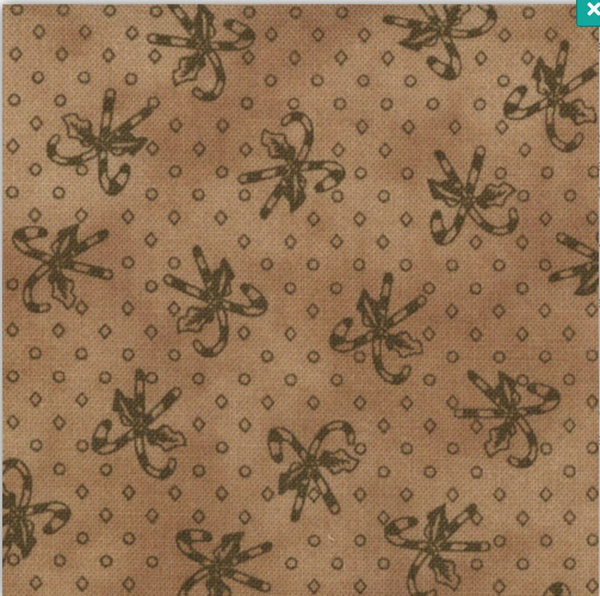 1/2 metro de tela de algodón Bastones de dulce verdes sobre beige **llega el 15 de diciembre**