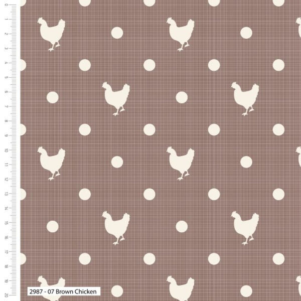 1/2 metro de Gallinas y Lunares sobre café beige