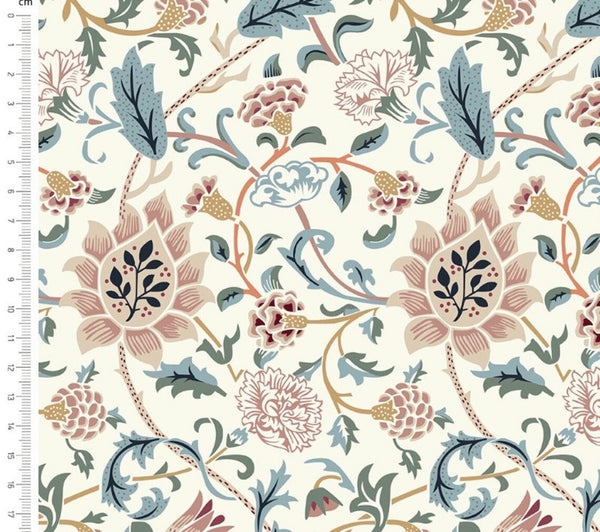 1/2 metro de Terciopelo William Morris Evenlode rosa y marfil **Llega el 15 de octubre**