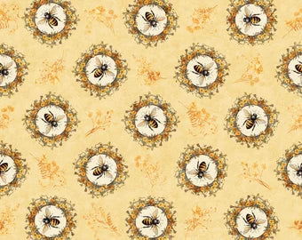 1/2 metro de Viñetas redondas de Abeja Reina en amarillo QT *Llega el 17 nov*