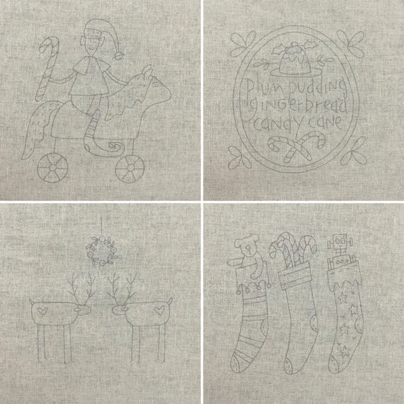 Panel de Bordado Prepárate para Navidad Natalie Bird en lino-algodón 60 x 130 cm