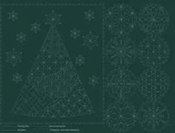 Panel para Bordado Sashiko Navidad en lino algodón blanco o verde