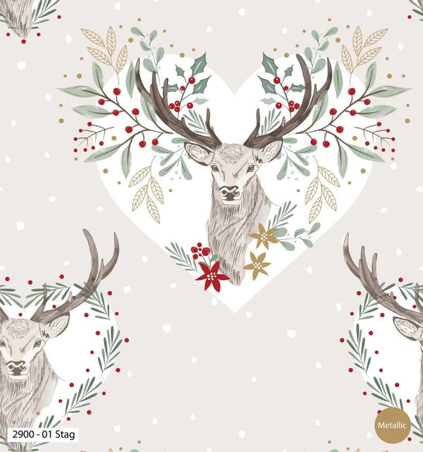 5 FQ de algodón 100% Bosque de Navidad Victoria Louise