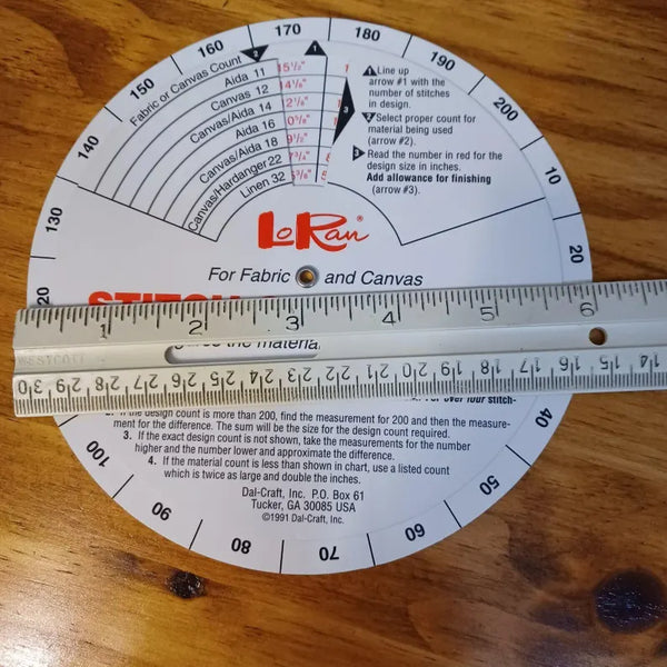 Círculo para calcular puntadas y tamaño de tela de tus proyectos de bordado