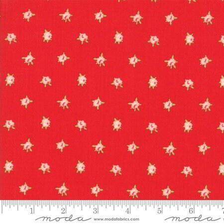 1/2 metro Mini floral rosa sobre rojo navidad Bonnie y Camille Moda