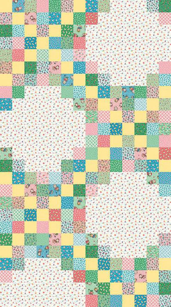 1/2 m Patchwork falso Tiempo de Jugar 1930 Riley Blake blanco, rosa, verde, amarillo