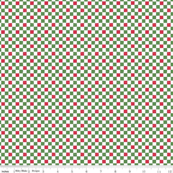 1/2 metro Mini Cuadritos Navideños rojo, blanco y verde