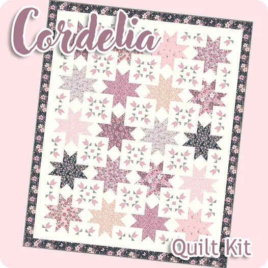 Panel digital Cordelia Estrellas de falso patchwork lila morado y coral 155x188 cm