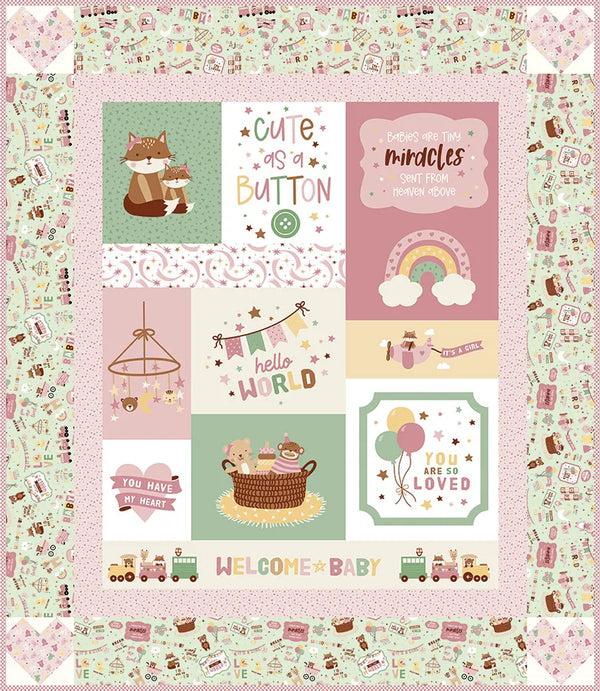 Panel digital Bebé Adorable rosa Riley Blake 132 x 152 cm