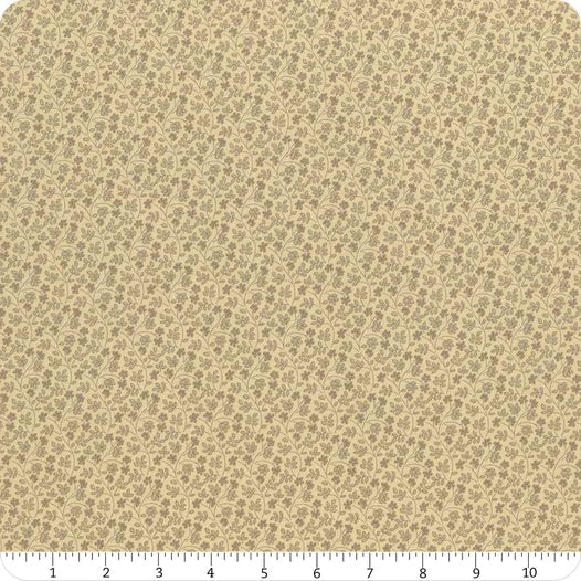 1/2 metro de tela de algodón estampada Viñas cafés sobre Beige Pam Buda