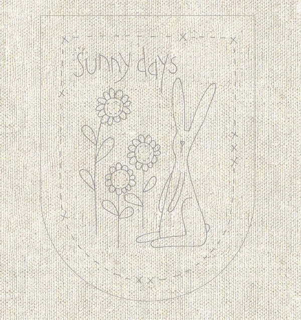 Panel de Siete Banderines para Bordado Días Soleados Natalie Bird en lino-algodón Devonstone 30 x 137 cm