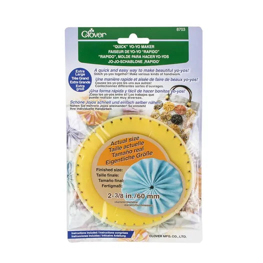 Molde de Plástico Hacer Yoyos Extra Grandes de tela Clover 60 mm amarillo
