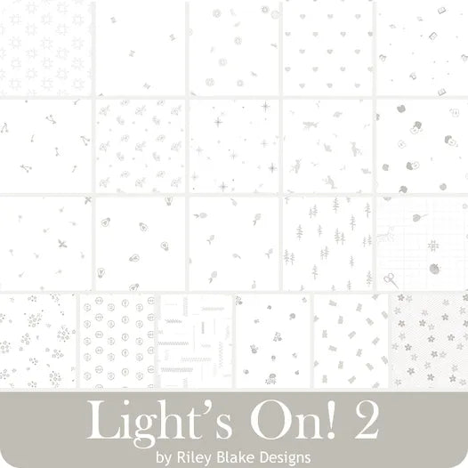 Charm pack Prende las Luces 2 42 cuadros 12.5 cm Blanco sobre Blanco