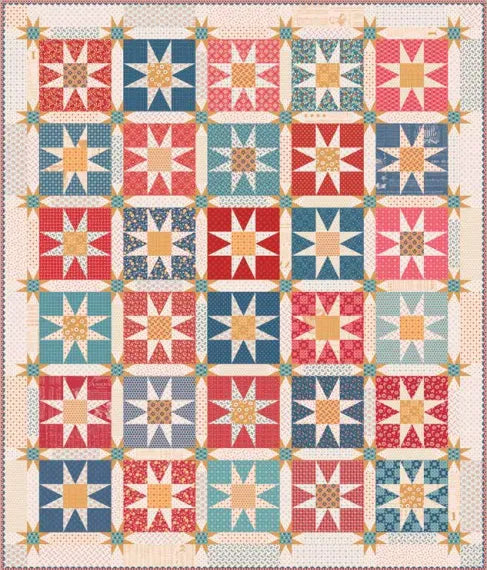 Panel digital Cielos Espaciosos Americana de Lori Holt Falso Patchwork 203 x 238 cm Queen o King Size  **llega el 14 de agosto**