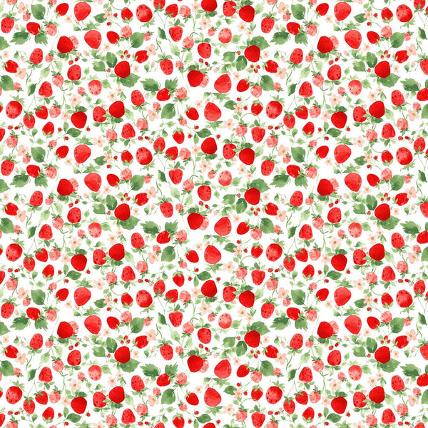 1/2 metro Fresas sobre blanco Muy Dulce **llega el 15 de julio**